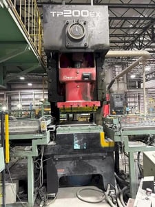 220 Ton, Amada #TP200EX, single crank gap frame press, 9.84" stroke, 25.2" Shut Height, 4.33" adj., 25-45