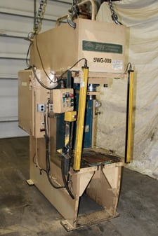 50 Ton, PH #OGF-50, hydraulic press, 24" stroke, 30" daylight, 15" throat, 5.5" ram, 30" x27" bed, 1995