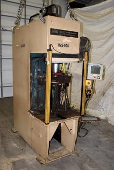 50 Ton, PH #OGF-50, hydraulic press, 24" stroke, 30" daylight, 15" throat, 5.5" ram, 30" x27" bed, Schnieder