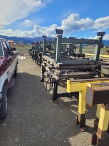 42" wide x 160' long, EMS Equipment, Roller Conveyor, 500 lbs./ft, (5) 50' cross transfers, 2017