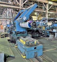 35000 lb. Stamco, double end turret type uncoiler, 60" capacity, hydraulic expansion, pumpkin tooth mandrels