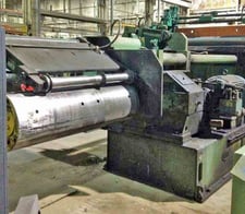 30000 lb. Yoder, recoiler, 60" capacity, 20" diameter x 64" face drum, manual clamp & expansion, 72" OD, 11"