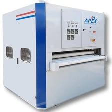 Apex #TB-1600, Top/Bottom Deburring Machine, 40"-100" Belt width, 80 mm max Work thickness, 3-25 FPM