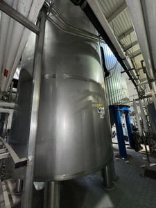 9300 gallon Ziemann Bauer, Stainless Steel Jacketed Vertical Pressure Tank, 122" diameter x 24' tall, 29 psi