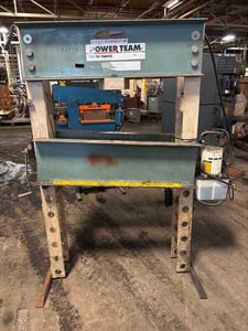 55 Ton, OTC #Power-Team, hydrauic H-frame press, 6-1/4" stroke, 32" btwn housings, 1/2 HP