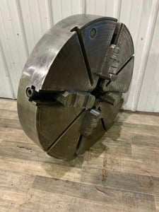 32" 4-Jaw chuck with L3 back, 6" chuck thickness, 5-1/4" hole thru chuck