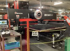 33 Ton, Amada #EMK-3612-MII, servo driven turret punch, 55 station, 4 automatic index, NT Control, 2 work