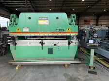 130 Ton, Accurpress #713010, hydraulic press brake, 10' overall, 100" between housing, 8" stroke, 10" throat
