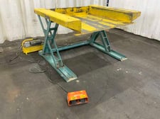 2000 lb. Lee Engineering #XZ44-20, lift floor level scissor lift table, 35-3/8" raised height, dual foot