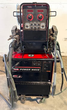 450 Amps. Lincoln Welder Power Wave #455M/STT, 10M Dual Feeder, Cart