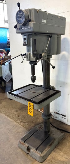 20" Clausing #2275, single spindle drill, floor type, V-Speed 300-2000 RPM, 22" x 19" tbl., 1-1/2 HP