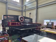 22 Ton, Amada #EM-2510NT, servo driven turret punch, 50" x 196" sheet, 45 station, NT Control, 2014