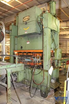 200 Ton, Heim #S2-200-78-42, straight side double crank press, 6" stroke, 20" Shut Height, air clutch, 1976