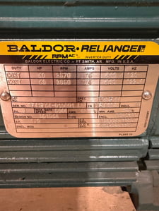 60 HP HP RPM, 3570/3850 RPM, 460 V, 120/ 129.4 Hz, Inverter/ Vector Duty, TEAO-BC, FL2168Z Frame, Baldor, New