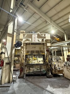 300 Ton, Minster Hevistamper #E2-300, straight side double crank, 12" stroke, 32" Shut Height, 6" adj., 80