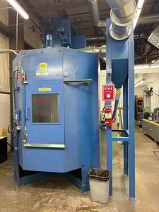 62" height x 48" wide Wheelabrator #WS4/210, Dual-Wheel Batch Blast Machine/Shot Blast Cabinet, (2) 15 HP