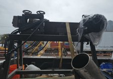 Strip Tec #5000, cable stripper, 1/4" to 4" diameter capacity, approx 140 FPM throughput, 5 HP, 220 V.