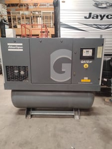 76 cfm, 153 psi, Atlas Copco #GA15FF, rotary screw air compressor with integrated dryer & tank, 20 HP, 2007