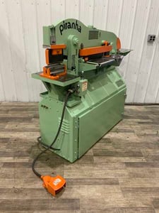 3" x 3" x 3/8" Piranha #P50, hydraulic ironworker, 50 ton, 5" punch throat, 3-3/4" stroke, 8" x 16" table