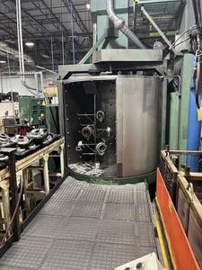 Goff #3672, Spinner Hanger Shot Blast Machine, 36" diameter x 60" high, 2000 lbs/hook, (4) 15 HP blast