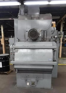 6 cu.ft. Wheelabrator #TB-170, Rubber Belt Tumble Blast Machine, 15 HP blast wheel, dust collector