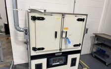 38" width x 25" H x 20" D Lindberg, Blue M #DC-136, electric batch oven, 650&deg;F, double doors, 2 racks