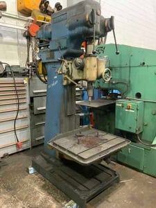 15" Cleereman, single spindle drill, 30" x 24" table, 4" spindle diameter, #4MT, 7.5 HP, 50-1000 RPM