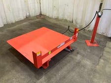 1000 lb. Presto ECOA AT10-4848, pneumatic lift table, 48" x 48" platform, 36" x 48" base area, 7" lowered