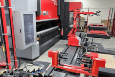Amada #HG1003AR, CNC Press Brake, 100 Ton, 120" bending length, robotic cell, automatic tool changer, AMNC 3i