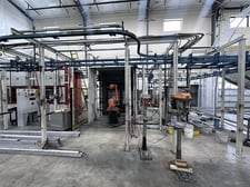 AFS Inc., power coating line, 8' W x 8' H x 11' D powder spray booth, 142' conveyor length, 15 FPM, Allen