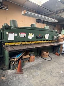 1/4" x 12' Cincinnati #1812, Power Squaring Shear, 8 ton, 15 HP, 60 SPM, 4" x 1" x 12' 4" blade, 36" Back