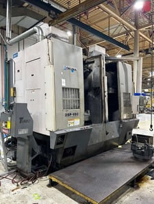 Okuma #2SP-V60, twin spindle CNC vertical turret lathe, Fanuc 18iTB, 31.5" btwn spindles, 14.6" X, 26" Z