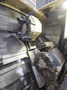 Okuma #LU-35-2SC/850, CNC universal lathe, 29.1" swing, 18" chuck, 3-jaw, 3" bar, 33.4" centers, 21.65" dia.