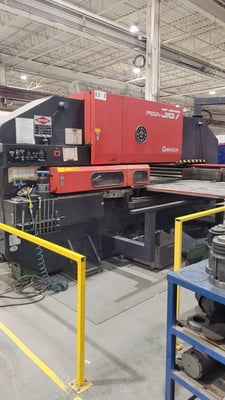 33 Ton, Amada #Pega-367, CNC turret punch, 58 station, 2 automatic index, 60" x72" sheet, Amadan 04PC, 2 work