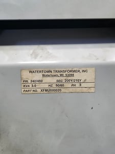 3 KVA 240/480 Primary, 200Y/210Y Secondary, Watertown, transformer, 3-phase, 2021