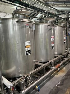 BrauKon, Stainless Steel CIP System, (3) 528-gallon tanks, caustic tank, acid tank, water tank, control