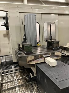 4.3" Toshiba #BTD-200QF, table type horizontal boring mill, 39.4" x 39.4" table, 20 HP, 1600 RPM, 1999