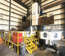 157.5" Hankook #VTC-3040E, CNC vertical boring mill, 118.1" table, 75 HP, 120 RPM, C-axis, 24 ATC, Fanuc