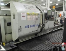 Sunfirm #CST-42160, CNC lathe, 160" centers, 24" chuck, 30 HP, live tooling, Fanuc 0iTC, 2004