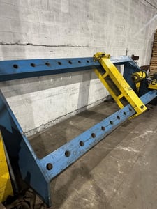250 Ton, Custom horizontal inclined wheel press, pegged rails, adjustable work fixture, Simplex hydraulic pump