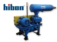 248 cfm, Hibon #SNH-806, rotary lobe pressure/vacuum blower package, 25 HP, 14.7" Hg, 1044 RPM