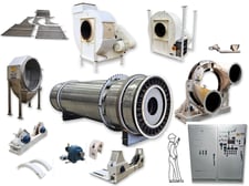 62" x 237.6" FMC Link-Belt #502-20, spiral Roto-Louvre rotary dryer kiln, 5 HP inline gearmotor