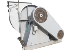 35000 cfm @ 12 S.P., Viron FRP Fiberglass centrifugal fan #VCB01100 Series, heavy plate steel pedestal, clock