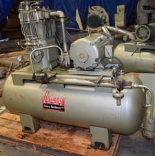 Quincy #340, Reciprocating Type Air Compressor, horizontal receiver tank-mounted, 10 HP, 208-220/440 Volt, 3PH