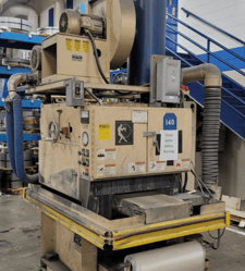 18" Timesavers #CS-180, Multi-Directional Deburring Machine, 27" Disk diameter, 4000 RPM, 15 FPM Conveyor