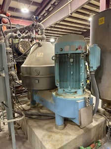 Westfalia GEA #CRA500-06-777, disc stack nozzle clarifier, 90 kW motor, 380/400/420 V., 3-Ph., 60 Hz, belt
