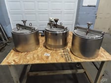 Stainless Steel Jar Rolling Mill, (2) 13-1/16" diameter jars, (1) 13-5/16" diameter jar, 10.71"/10.73"