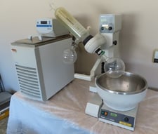 Buchi #Rotavapor-R-114, Rotary Evaporator, Thermo Scientific Neslab RTE7 water bath/chiller, rotating flask