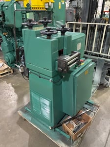 4.7" x 0.05" Bruderer #1012.1, Coil Straightener/Leveler, 19 rolls, 0.39" roll diameter, variable speed, 220