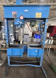 75 Ton Dake #906475, Air Hydraulic H-Frame Press with Rails & Special Design Table